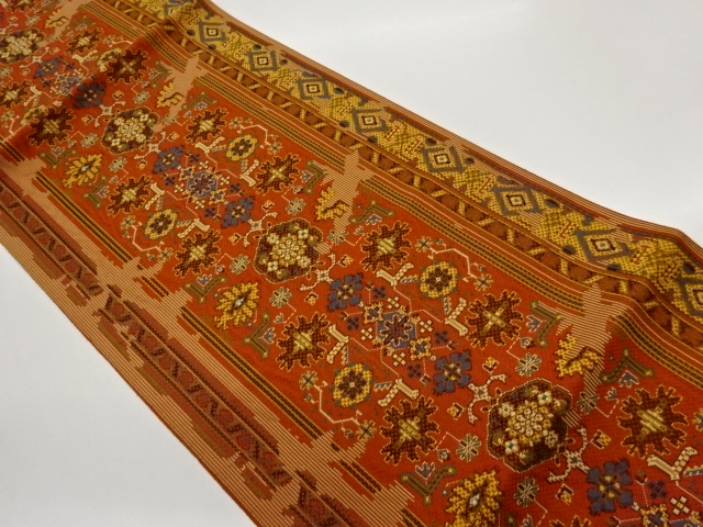 Nagoya obi woven with abstract geometric pattern